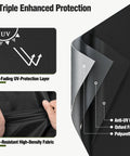 Outdoor Chair Covers Waterproof Built To Last Heavy Duty UV Resistant For Rocking Adirondack And Wicker Chairs Up To 35W X 37D X 36H Inches Two Pack With Air Vents And Handles For Easy Fit And All Weather Protection showing triple layered fabric, UV protection, tear-resistant material detail.