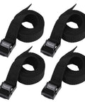 Workhorse Cam Buckle Tie Down Straps With Adjustable Cinch, 0.75 Inch Wide By 48 Inch Long, Black, 4 Pack displayed on white background