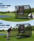 Heavy Duty Golf Hitting Net Cage 10x7ft With Steel Frame And Dual Side Barriers For Backyard Driving And Chipping Practice