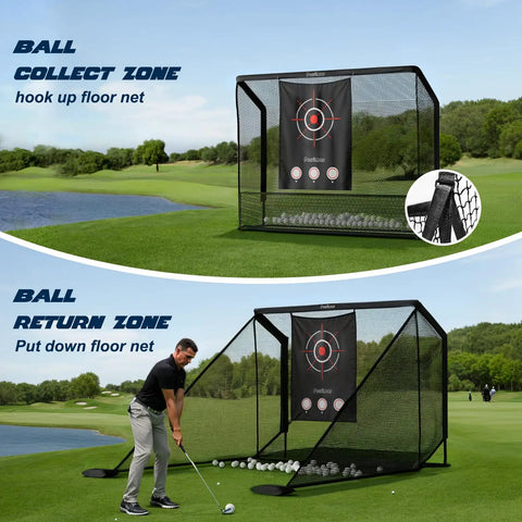 Heavy Duty Golf Hitting Net Cage 10x7ft With Steel Frame And Dual Side Barriers For Backyard Driving And Chipping Practice