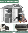Spacious Outdoor Wooden Chicken Coop For Ten Chickens With Walk In Run Two Nesting Boxes Ramp Two Level Hen House Habitat Weatherproof Roof And Easy Egg Collection