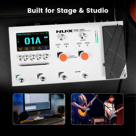 MG-50Li Multi Effects Pedal For Guitar And Bass With 14 Independent Signal Blocks 5 Hour Battery Life DeepImage Profiling