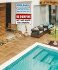 Vintage Pool Rule Sign Metal Tin Outdoor Waterproof Wall Decor For Backyard Bar Or Deck 8 By 12 Inch Non Glare Rustic Pool Rules Sign For Welcome And Safe Poolside Vibes Weatherproof Mountable For Easy Wall Or Gate Hanging installed by pool