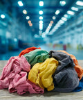 Colorful Recycled Cotton Rags For Home And Shop, Extra Absorbent 50 Lb Box Of T Shirt Scraps, Multipurpose Cleaning Cloths pile