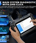 D5 OBD2 Scanner Car Code Reader for Engine ABS SRS Transmission Diagnostics in use displaying system diagnostics screen