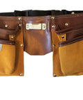 11 Pocket Suede Leather Heavy Duty Tool Belt Built Tough For Pros With Hammer Loops Measuring Tape Clip 4 Large Pouches Steel Buckle