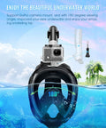 G2 Full Face Snorkel Mask With Dry Top System Foldable 180 Degree Epic Panoramic View with camera mount underwater
