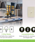 Image of Z-Wave Plus Smart Dimmer with QuickFit and SimpleWire installed in a modern kitchen, showcasing 3-way and bulb compatibility.