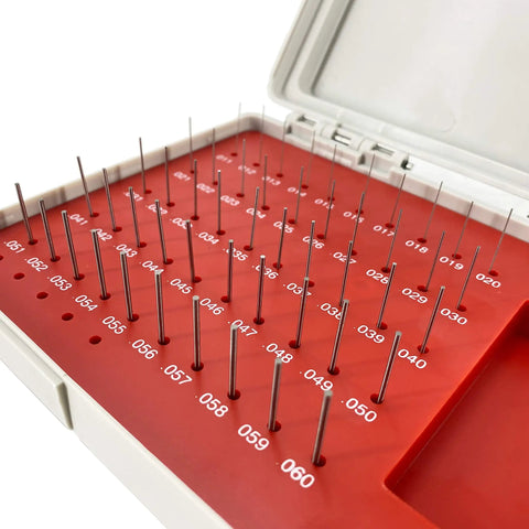 Pro Grade Pin Gauge Set 50 Piece In Bearing Steel, Heat Treated And Burr Free, With Sturdy Storage Case, Precision 0.011 To 0.060 Inches, Great For Machining, Alignment, And Tight Tolerances. 50-piece pin gauge set in case, .011-.060