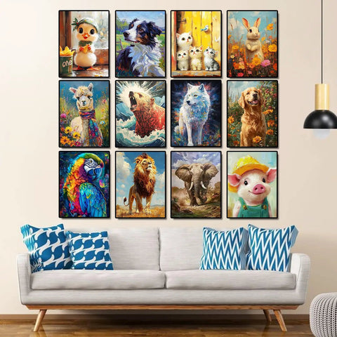 12 Pack Animal Diamond Painting Kits For Adults 5D Diamond Art Kit With Tools Full Drill DIY Set 12 Cute Animal Patterns