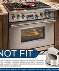 Upgraded LG Gas Stove Knob Set 4 Pack With 1 Boiling Control Knob Replacement shown near non-compatible oven models list