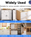 Various cabinets and drawers showcasing usage of Hidden No Drill Adhesive Magnetic Cabinet Lock With Five Unlock Methods App Apple Watch RFID NFC Bluetooth And Alexa Keyless Security For Baby Proofing Cabinets Drawers Closets And Liquor Cabinets White.