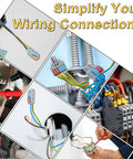 63-Piece Lever Wire Connector Kit For Home Wiring And Lighting in use with electrical junction boxes and fixtures.