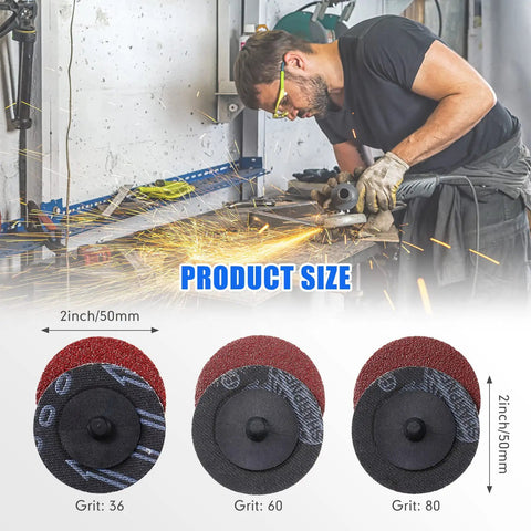 150 Piece 2 Inch Die Grinder Sanding Disc Set With 36 60 80 Grits For Surface Prep Sanding Grinding Polishing And Burr Removal