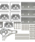 Unassembled parts of 6DOF Aluminum Robotic Arm Kit With Clamp Claw No Soldering Required for DIY enthusiasts, silver finish.