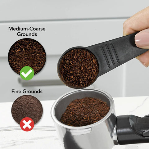 Using medium-coarse grounds for 4 Shot Steam Espresso Cappuccino Latte Maker With Stainless Steel Frothing Pitcher