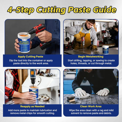 4-step guide using Beeswax Cutting Paste For Drilling Metal No-Drip Wax Quick Cutting Oil Alternative 7.04 oz.