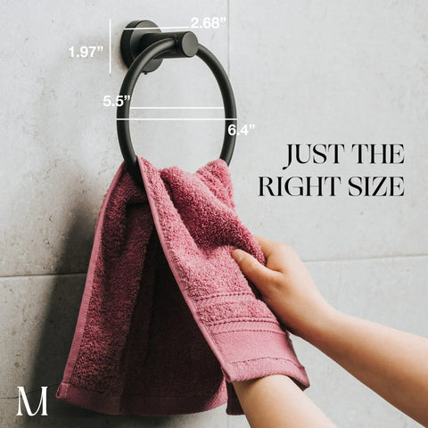Matte Black Towel Ring And Wall Mounted Hand Towel Holder For Bathroom And Kitchen SUS304 Stainless Steel Durable Finish