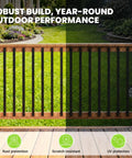 Built Like a Tank 105 Piece 32 Inch Deck Railing Kit with black metal balusters showcasing robust outdoor performance.