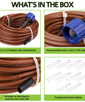 Drip Irrigation Kit For Vegetable Gardens With Fifty Feet Of One Quarter Inch Dripline, Three Quarter Inch FHT Adapter, Ten Hold-Down Stakes, And End Plug - No-Fuss Quick Setup Garden Watering System To Save Time And Water contents