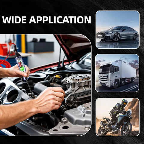 Automotive Test Light With 3 To 120V LED Digital Display And Dual Color Polarity Indicator, Pro Grade Electrical Test Pen With Sharp Steel Probe For Cars, RVs, Fuses And Electrical Troubleshooting used on engine wiring