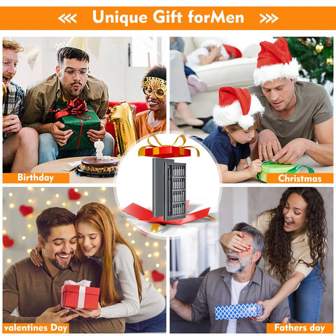 Collage of happy men receiving the 25-In-1 Mini Precision Screwdriver Set For Electronics And Gadgets as a gift on special occasions.