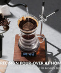 Premium Sturdy North American Black Walnut Pour Over Coffee Maker Stand with adjustable holder and scale for accurate brewing.