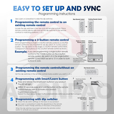Programming instructions for Two Remotes That Work With Your 61LM 750CB Garage Door Opener 390MHz 9 Dip Switch For 1984 To 1993 Models