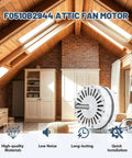 Attic Fan Motor Replacement For Lomanco 2000 And 1800 Series, Compatible With F0510B2944, displayed in attic room.