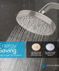 High Pressure 6 Inch Rain Shower Head With 6 Inch Shower Arm Chrome Finish in use with water flow restrictors, luxury style