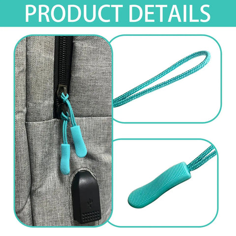 Close-up of turquoise zipper tab from 120Pcs Zipper Extension Replacement Pulls Zipper Tabs For Backpacks Luggage And Jackets Repair Kit In 12 Colors