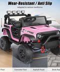 Pink 24V Ride On Car For Kids With Remote Control And LED Lights Off Road Battery Powered Truck on various surfaces