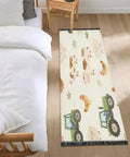 Farm Animals Cartoon Tractor Runner Rug 2x6 Non Slip Low Pile Machine Washable Hallway Rug For Entryway Kitchen Laundry Room Bathroom Cozy Soft Underfoot High Traffic Narrow Spaces.