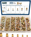Metric Rivet Nut Assortment Kit With Zinc Plated Finish Pro Grade 7 Size Set M3 M4 M5 M6 M8 M10 M12 Flat Head Rivnuts 890 Pieces