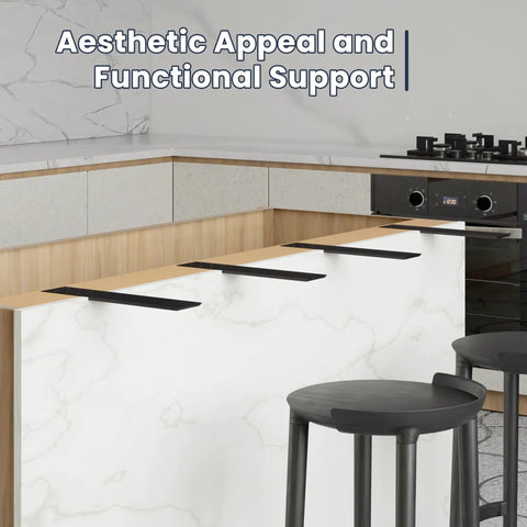 Built Like A Tank Heavy Duty 12 Inch Countertop Support Brackets Set Of 4 Steel Knee Wall Brace Perfect For Kitchen Remodeling, black steel braces supporting a countertop.
