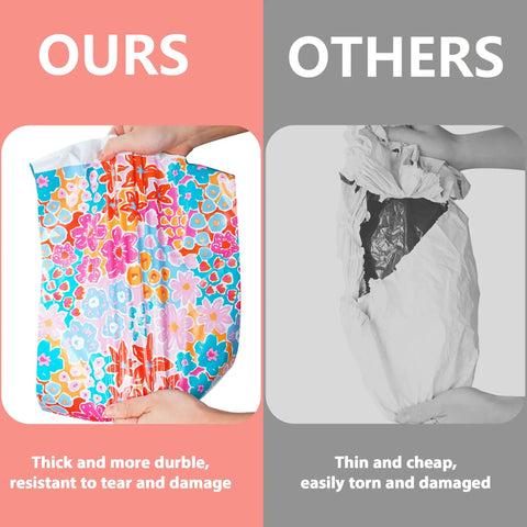 100 Pack 10X13 Inch Poly Mailers Waterproof And Tear Resistant Envelopes For Clothes And Gifts With Floral Design comparison image