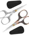 Ultra Sharp 5 Inch Embroidery Scissors 2 Pack Precision Snips For Crafting Crochet Sewing Paper Cutting And Fabric Work Razor Blade Shears For Delicate Threads And Detail Work, with two sheaths