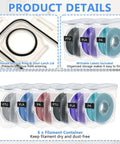 Six Pack 3D Printing Filament Storage Boxes With Thick Silicone Seal Dustproof Portable Organizer for 1.75mm Filaments