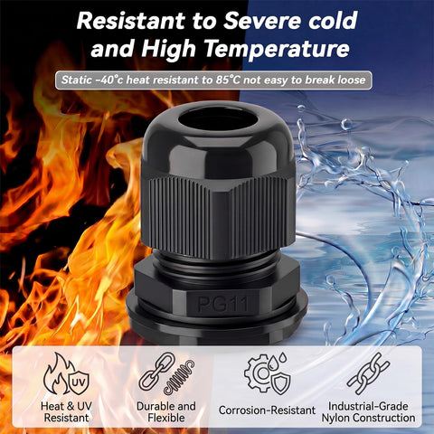 60 Piece Waterproof Cable Gland Kit With IP68 Rating Includes PG7 PG9 PG11 PG13.5 PG16 PG19 Sizes Nylon