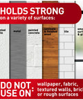 Large Picture Hanging Strips 120 Pairs 240 Strips for smooth surfaces like painted walls, metal, and glass. Not for rough surfaces.