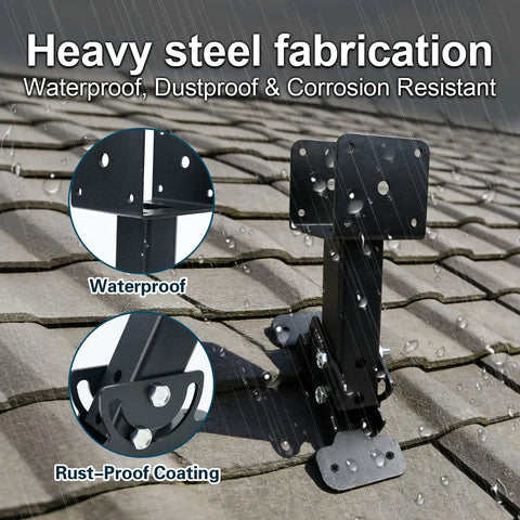 Beefed Up Heavy Duty Adjustable Patio Roof Riser Brackets Kit With Flexible U Shaped Saddle, Easy To Install For 4x4 And 4x6 Lumber, Pergola Roof Brackets For Porches Gazebos And Patios, Built To Last Roof Support