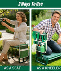 Two people using Adjustable Garden Kneeler And Seat With Foldable Frame Wide Kneeling Pad And Two Tool Pouches Five Height Settings