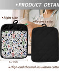 Funny Mahjong Inspired Pot Holders For Kitchen, front and reverse view, 8.6x6.7in cotton with Mahjong patterns, heat resistant