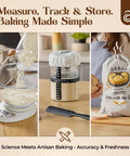 Starter Kit With Dutch Oven And Scale For Bread, showcasing scale, proofing jar, and bread bag on kitchen counter
