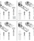 Bi-Fold Door Hardware Repair Kit 4 Pack for 7/8 to 1 Inch Track, includes pivots, brackets, wheels, and fasteners for folding doors