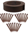 4 Inch Composite Landscape Edging Kit, 40 Foot Brown, Contractor Grade Edging For Lawn And Garden Borders, Includes 24 Anchoring Stakes