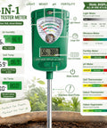 All In One 7 In 1 Soil Test Kit With Rotatable Head For Moisture Ph Fertility Light Intensity Soil Temperature And Air Humidity Digital Display Ideal For Garden Lawn Farm And Indoor Outdoor Plants, green probe