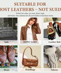 Premium Leather Recoloring Balm And Color Restorer Smooths Faded Couches Furniture Car Seats With Zero Hassle Scratch Repair Blend In Warm Tan Tone To Save Your Gear Fast in image showing various leather items.