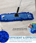 18 Inch Microfiber Dust Mop Head Replacement, Large Washable Commercial Mop Head, Heavy Duty Looped End For Low Lint Cleaning, Blue Mop Head