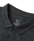 Close-up of Men's Quick Dry Golf Polo Tee With Breathable Mesh Short Sleeve Shirt Moisture Wicking Classic Fit For Tennis Black Large